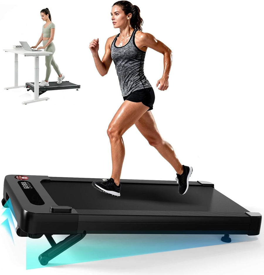 Compact Under Desk Treadmill 10% Incline Smart App Walking Jogging
