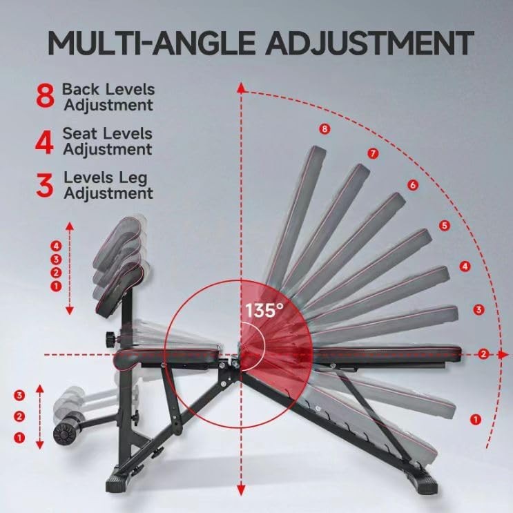 Foldable Adjustable Weight Bench Flat Incline Decline Home Gym 660lb