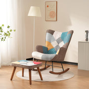 Soft Rocking Chair with Footstool, Solid Wood, Foam Padding, Cozy Reading