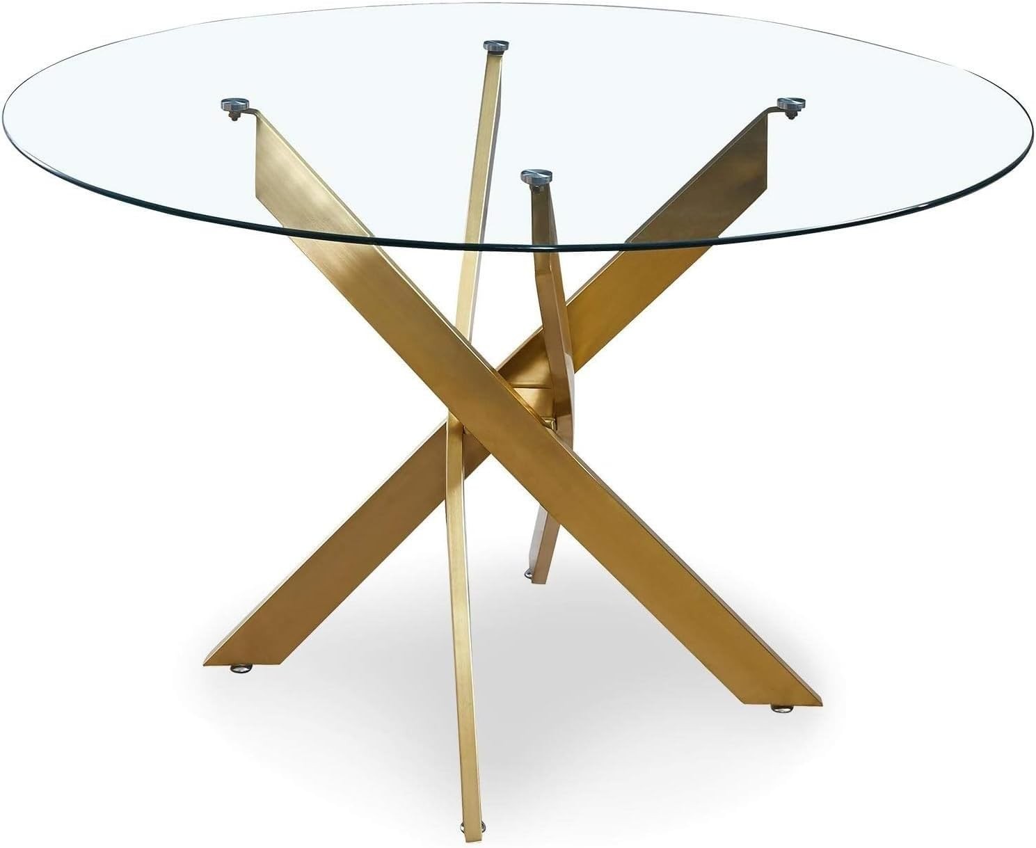 Round Glass Dining Table 100cm Gold Metal Legs Modern Kitchen Table