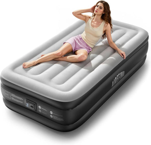 Single Inflatable Air Bed Built-In Electric Pump Fast Inflate Camping Guest