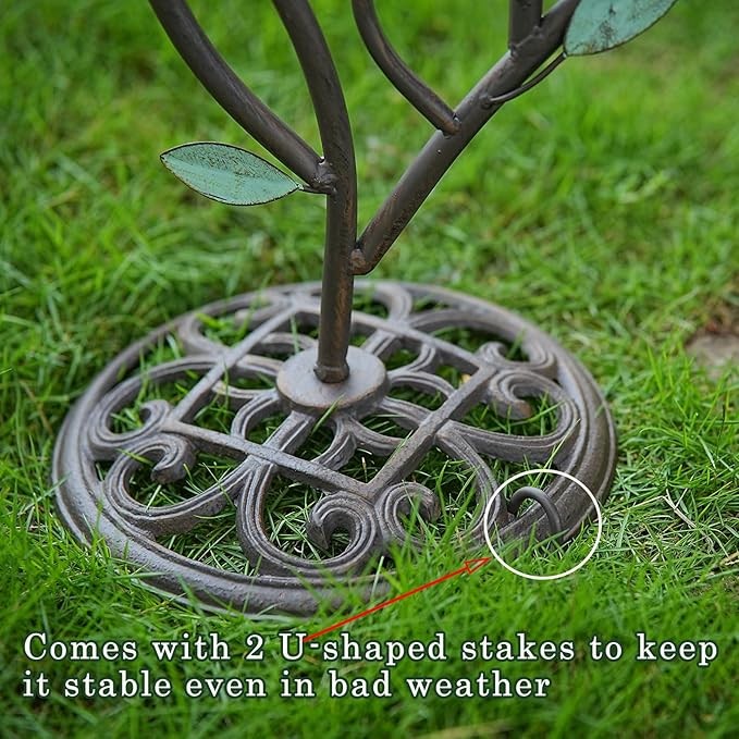 37" Cast Iron Bird Bath 3-in-1 Feeder & Birdhouse – Outdoor Garden Décor