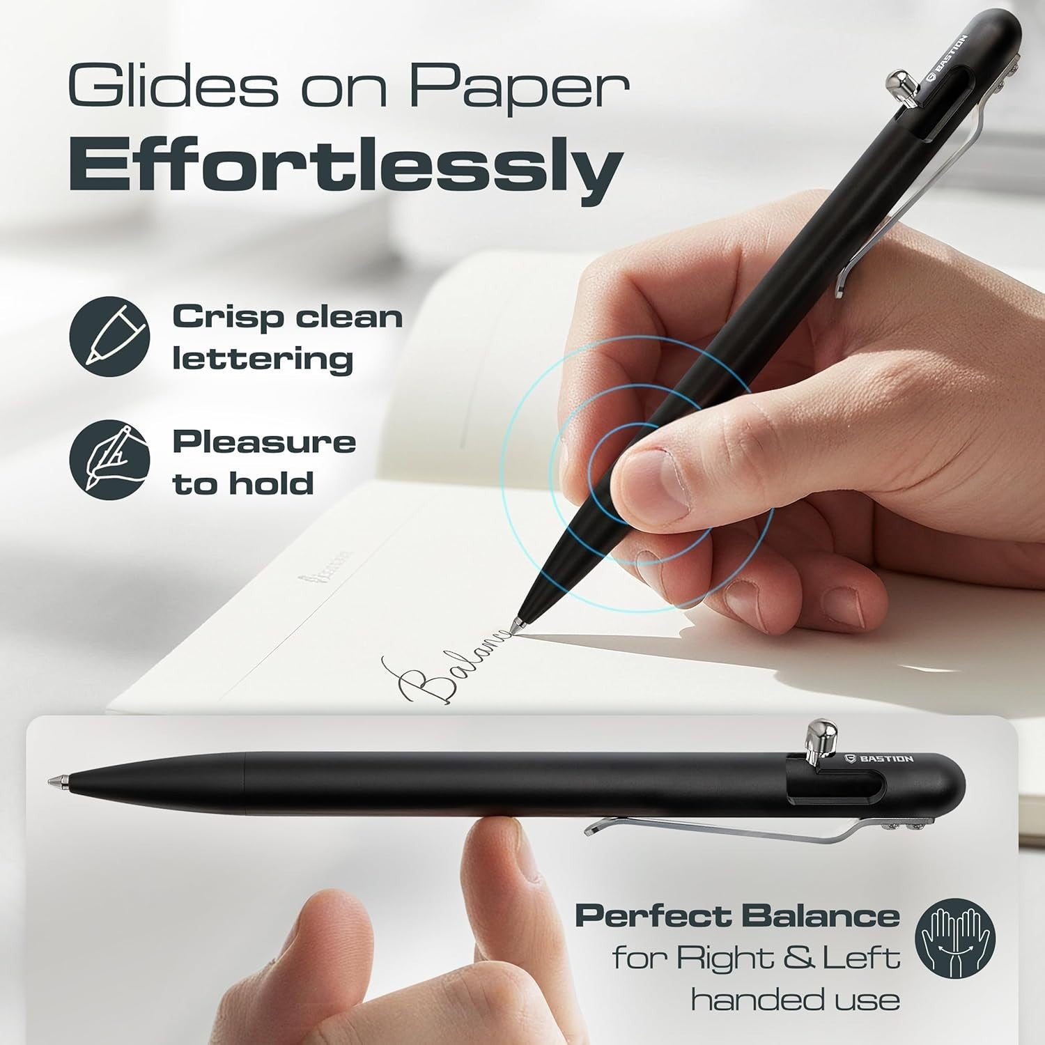 Luxury Slim Black Ballpoint Pen – Bolt Action, Aluminium, Gift Ready