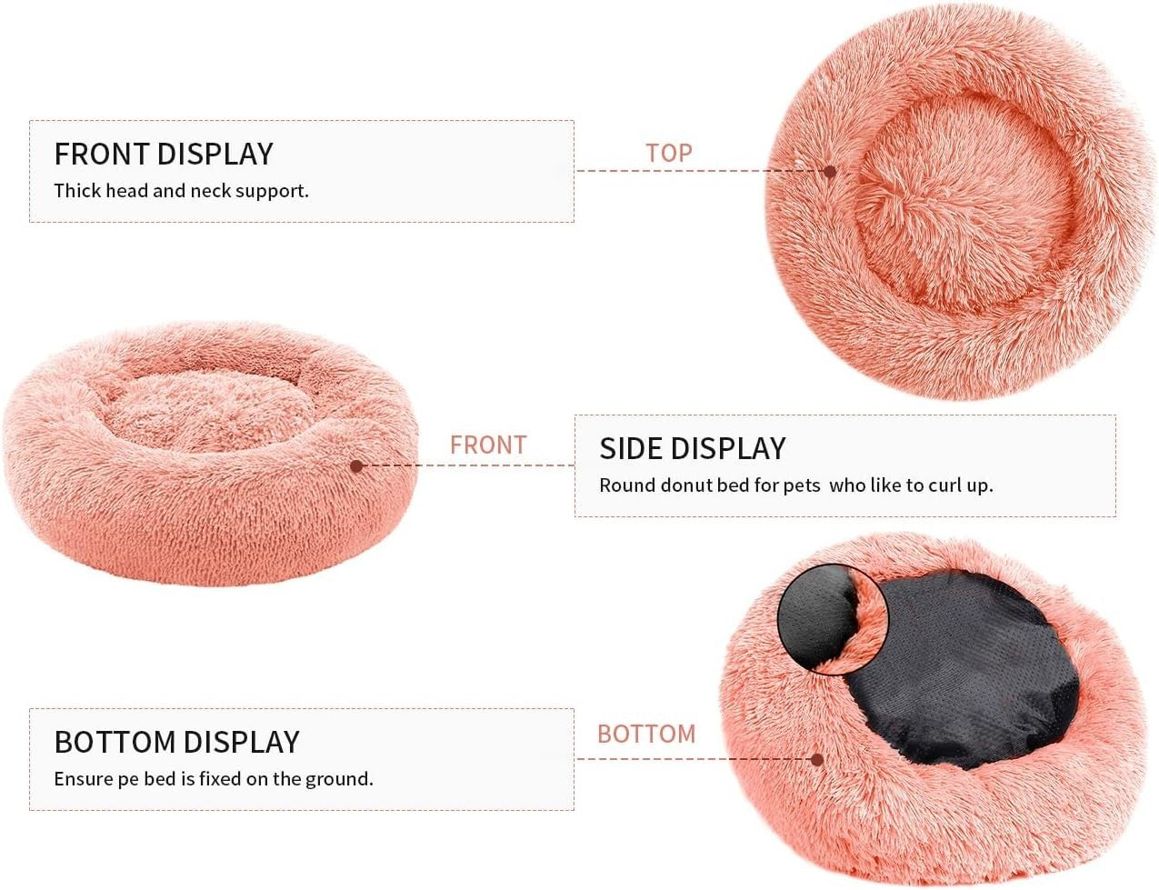 Calming Donut Dog Bed XL Washable Anti Anxiety Plush