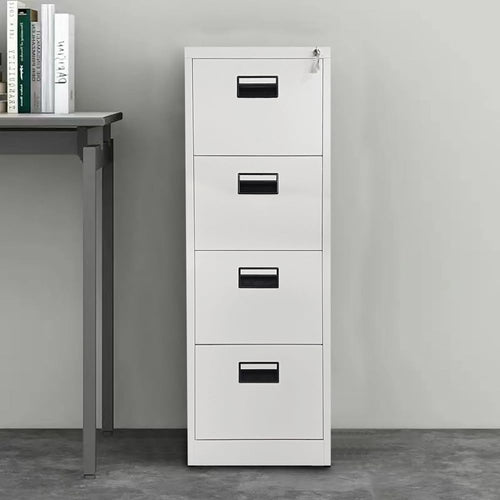 White Metal Filing Cabinet 4 Drawer Lockable Tall Office Storage