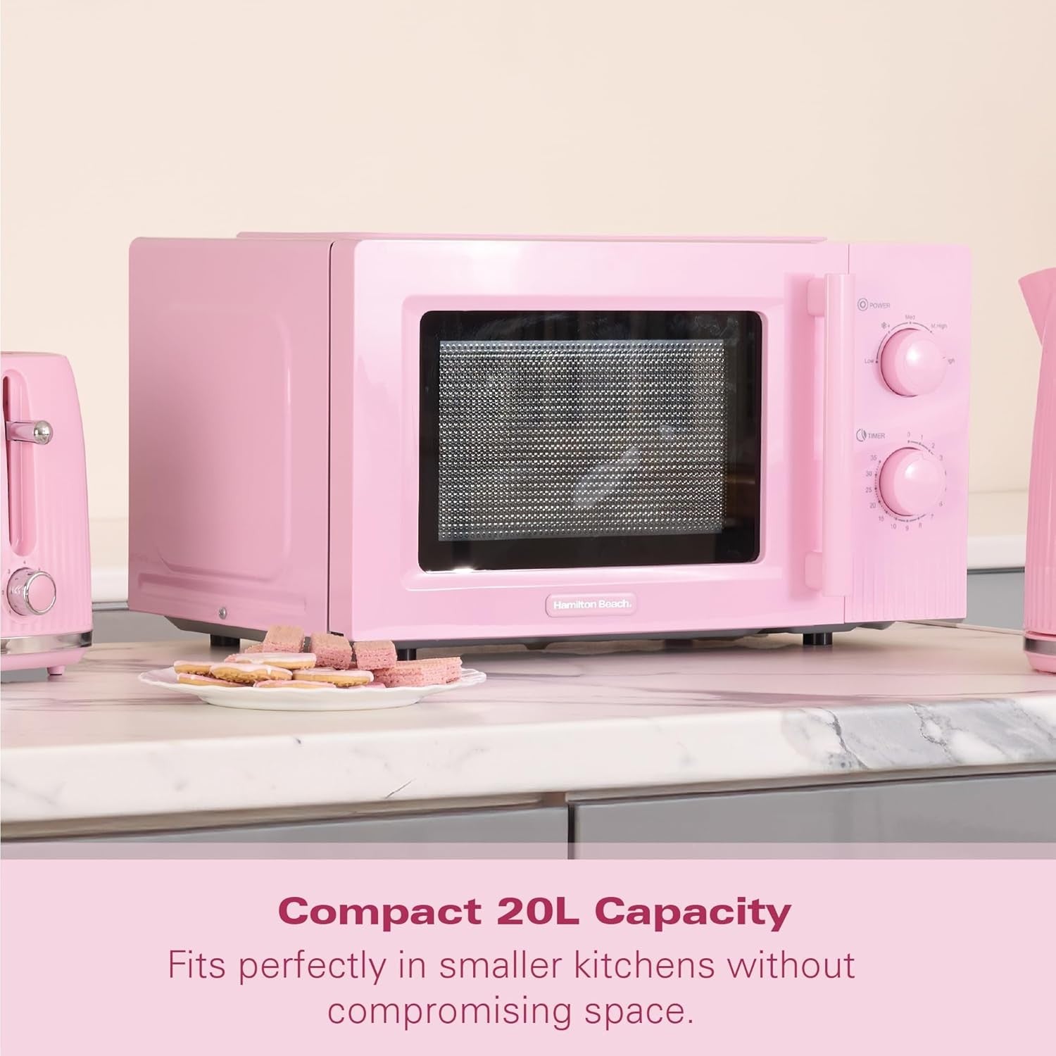 20L Manual Microwave 800W 5 Power Levels Quick Defrost Flamingo
