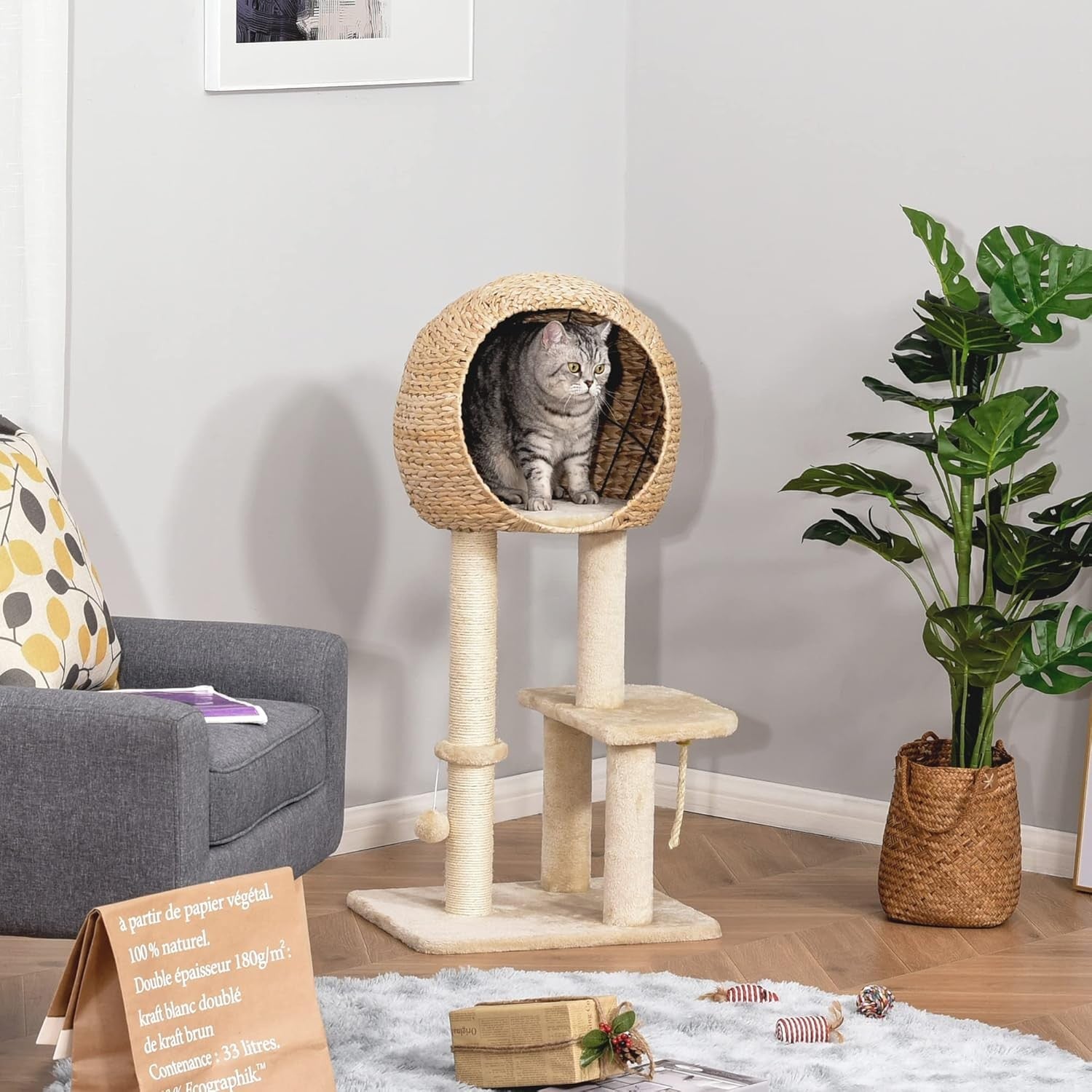 Cat Tree Tower 100cm Indoor Scratching Post Condo Perch Sisal Play Centre