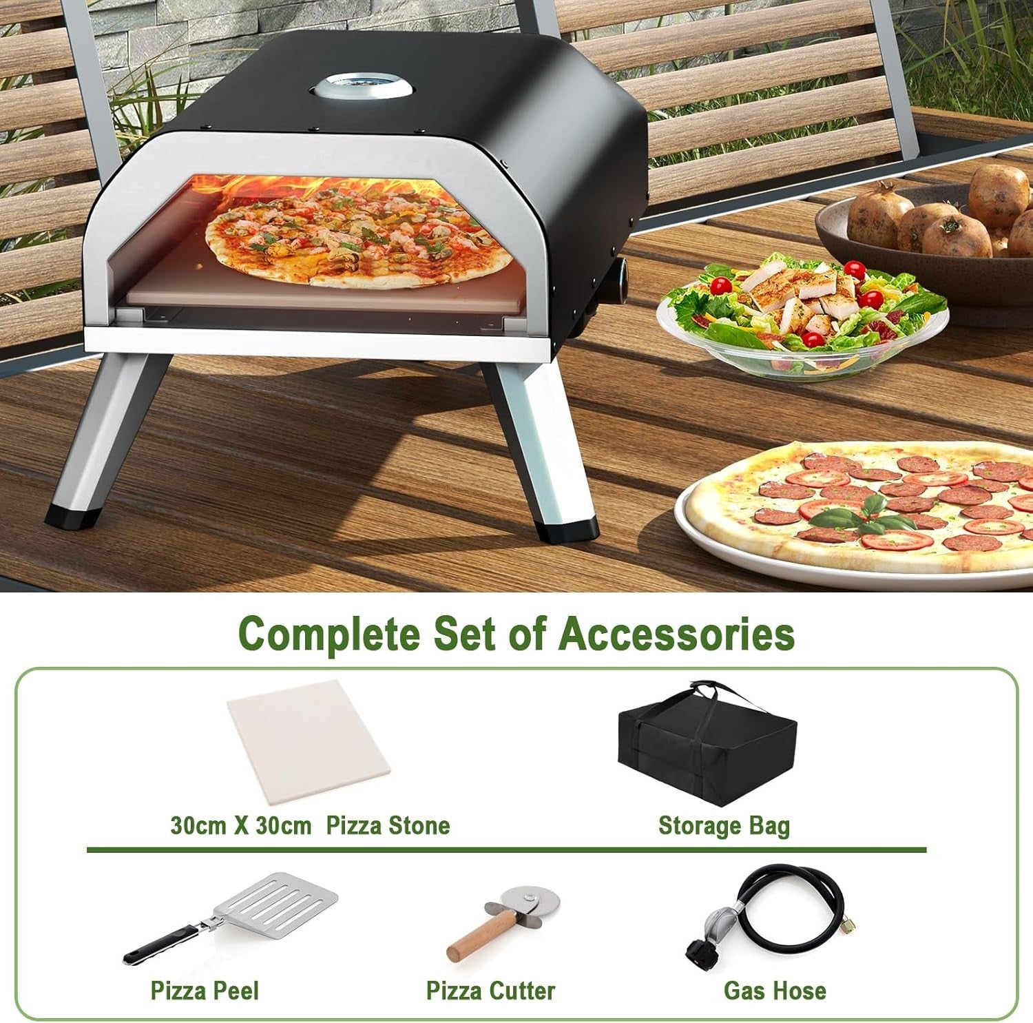 Gas Pizza Oven with Peel & Carry Bag | Portable BBQ Pizza Maker 400°C 4KW Grill