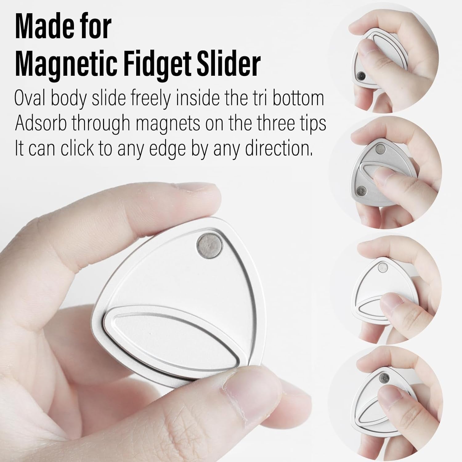 Aluminum Silver Pivot Fidget Triangle Magnetic Worry Coin EDC