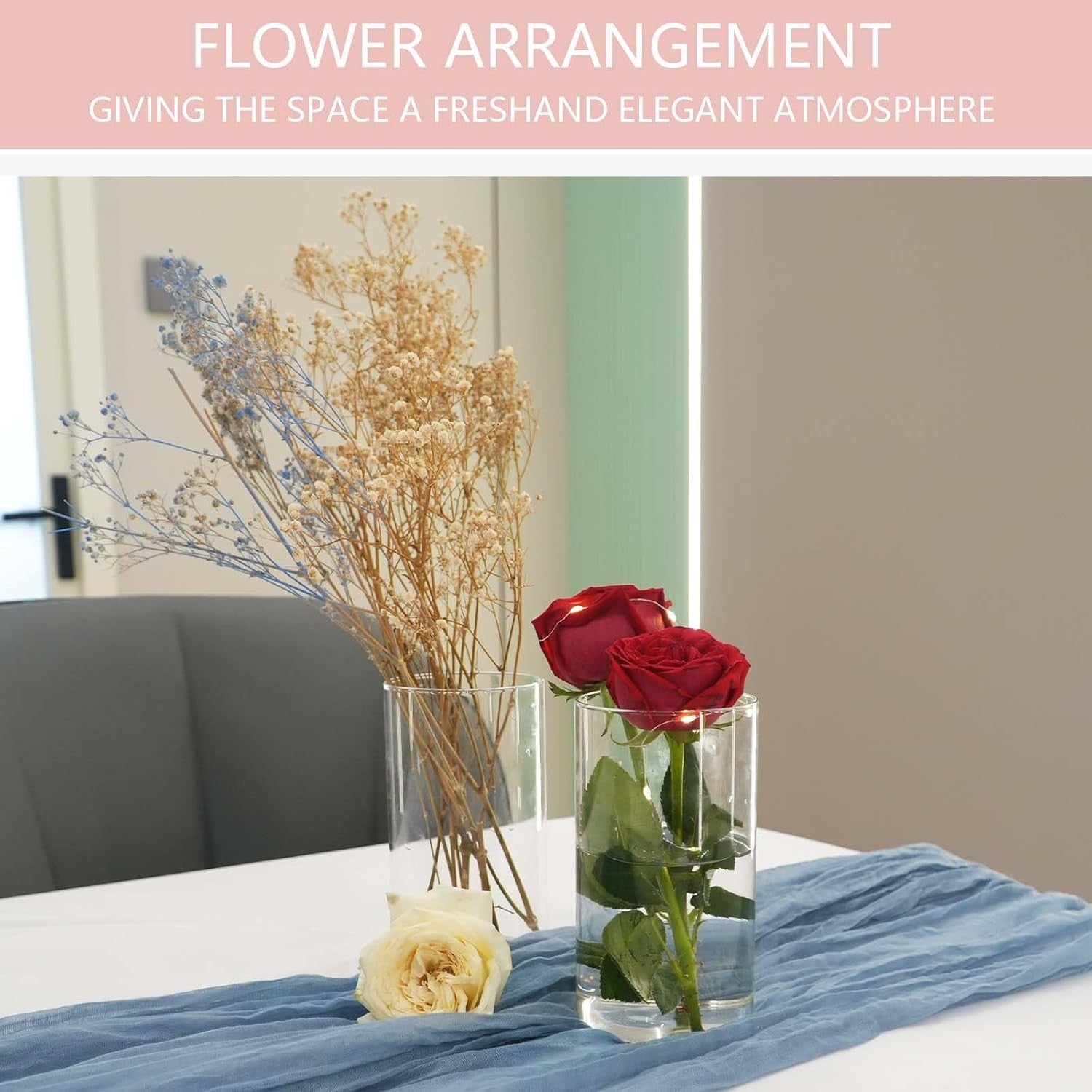 Clear Glass Cylinder Vase Set of 6 Flower Candle Wedding Table Centrepiece