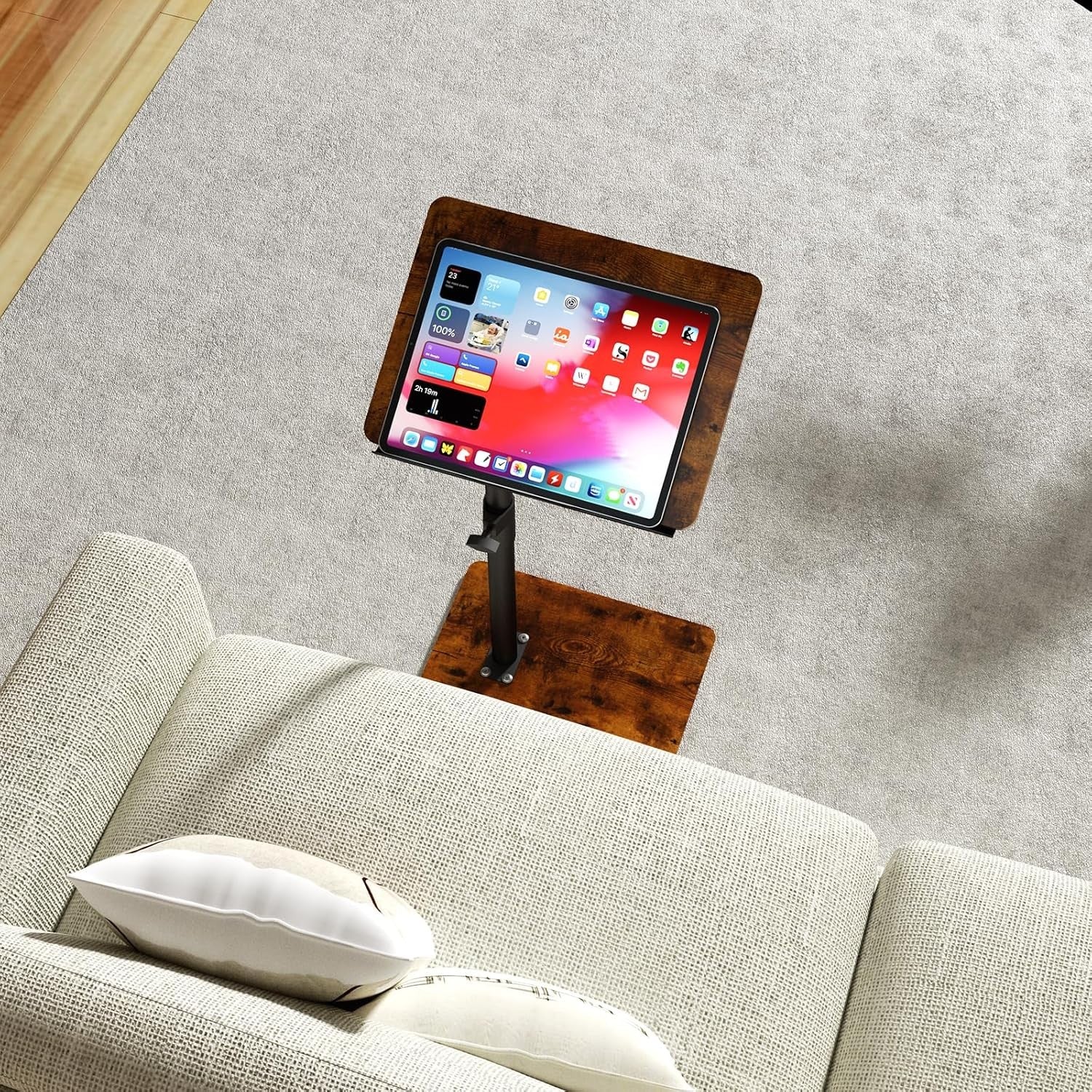 Adjustable Sofa Armrest Tray Table Laptop Stand Couch Side Desk Swivel