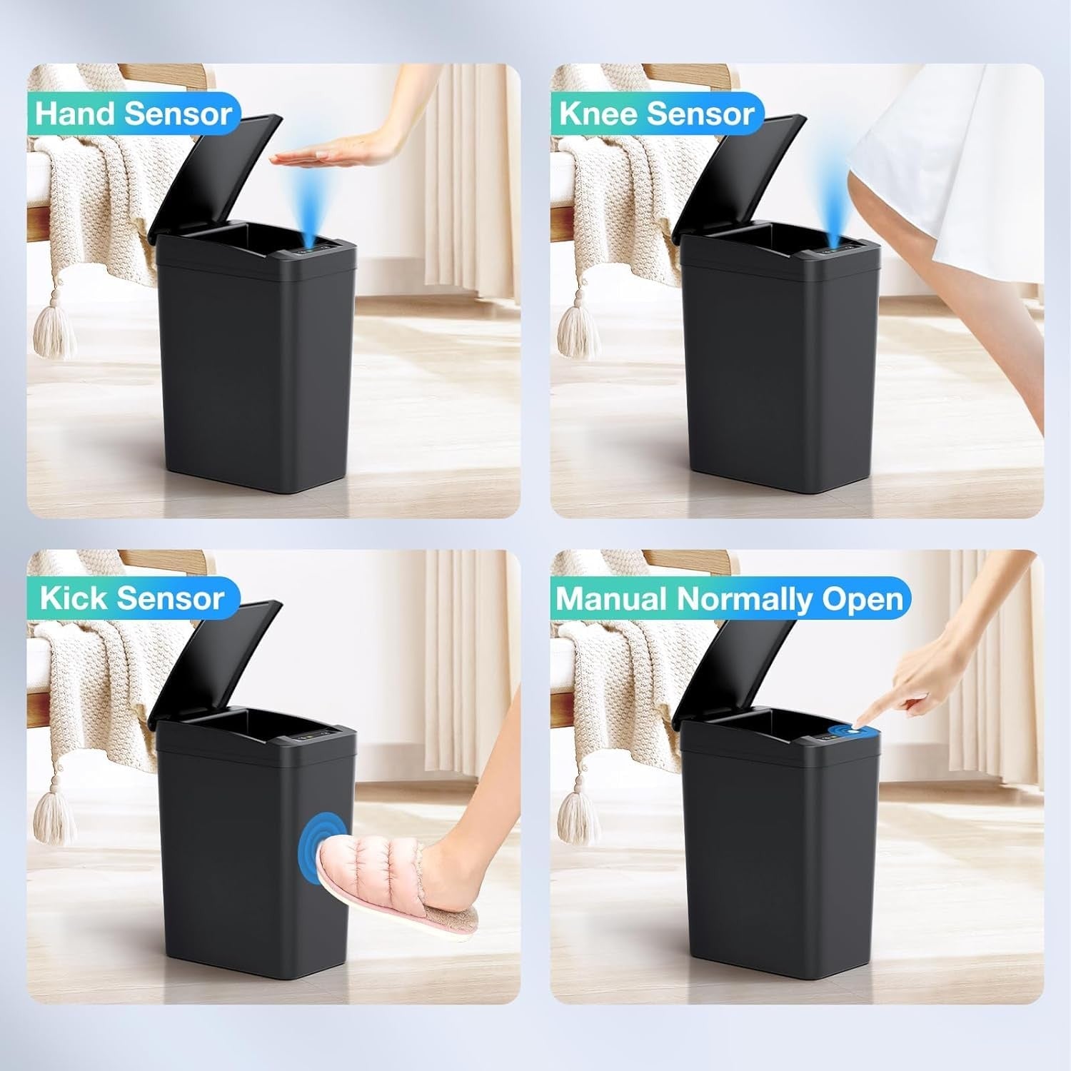 2 Pack 10L Touchless Motion Sensor Bathroom Bin – Slim Automatic Trash Can