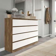 8 Drawer Chest Oak White Storage Cabinet for Bedroom Hallway Office