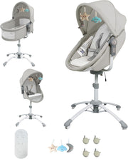 3in1 Electric Baby Cradle Bluetooth Bassinet with Music, Remote & Wheels Grey
