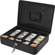 Locking Cash Box Money Tray Portable Coin Bill Storage Organizer
