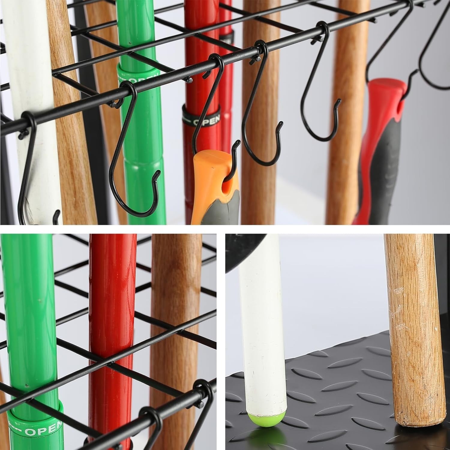 Triangle Corner Tool Rack 43x30x61cm Free-Standing Garden & Garage Organizer