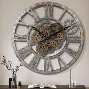 23" Wall Clock Rustic Bronze Gears Moving Steampunk Farmhouse Decor