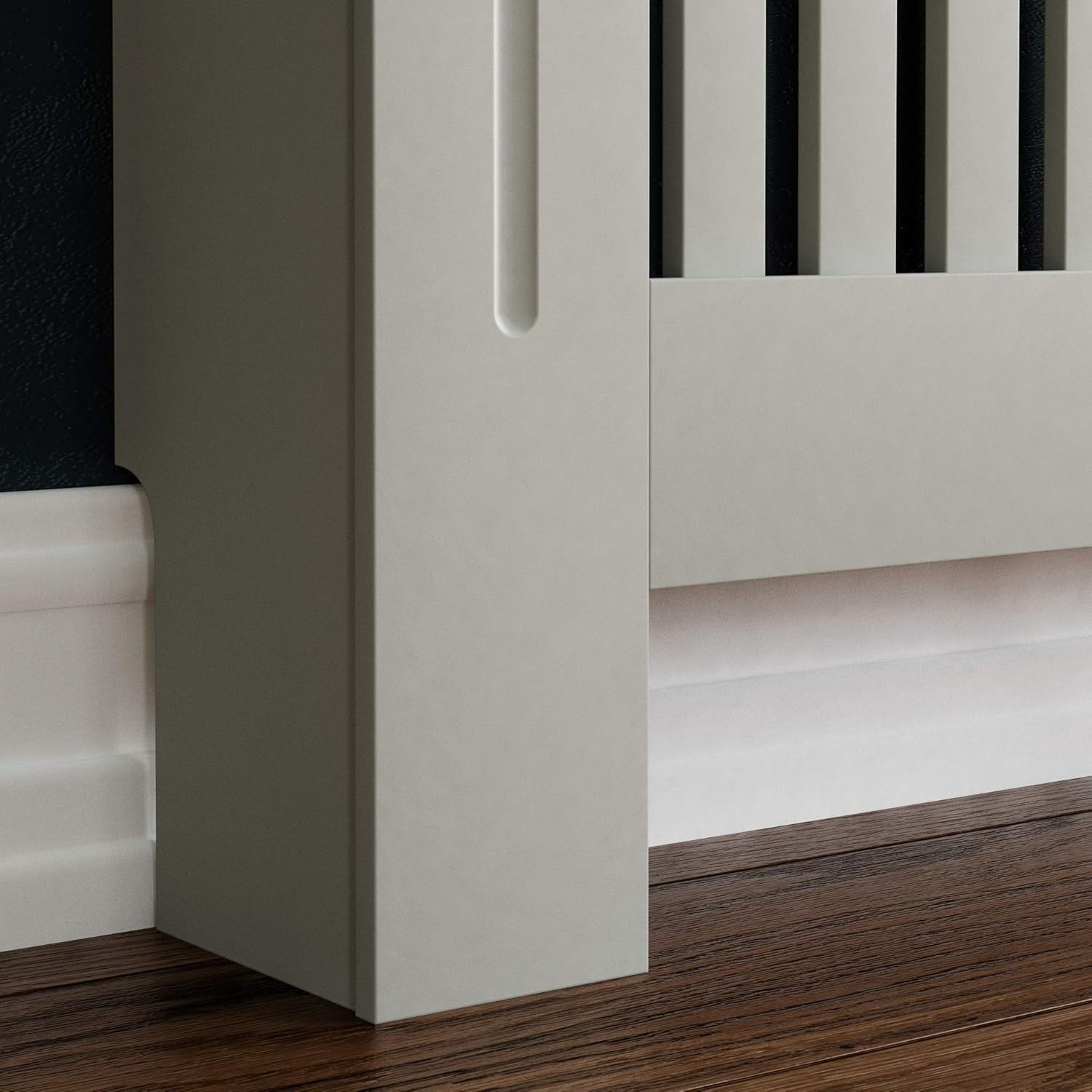 Large Olive Grey Radiator Cover Cabinet MDF Slatted Grill with Wood Top Shelf