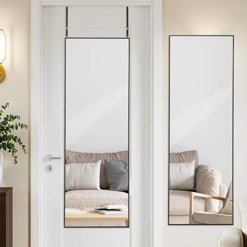 Full Length Over Door Mirror 127x41cm Black Aluminum Frame