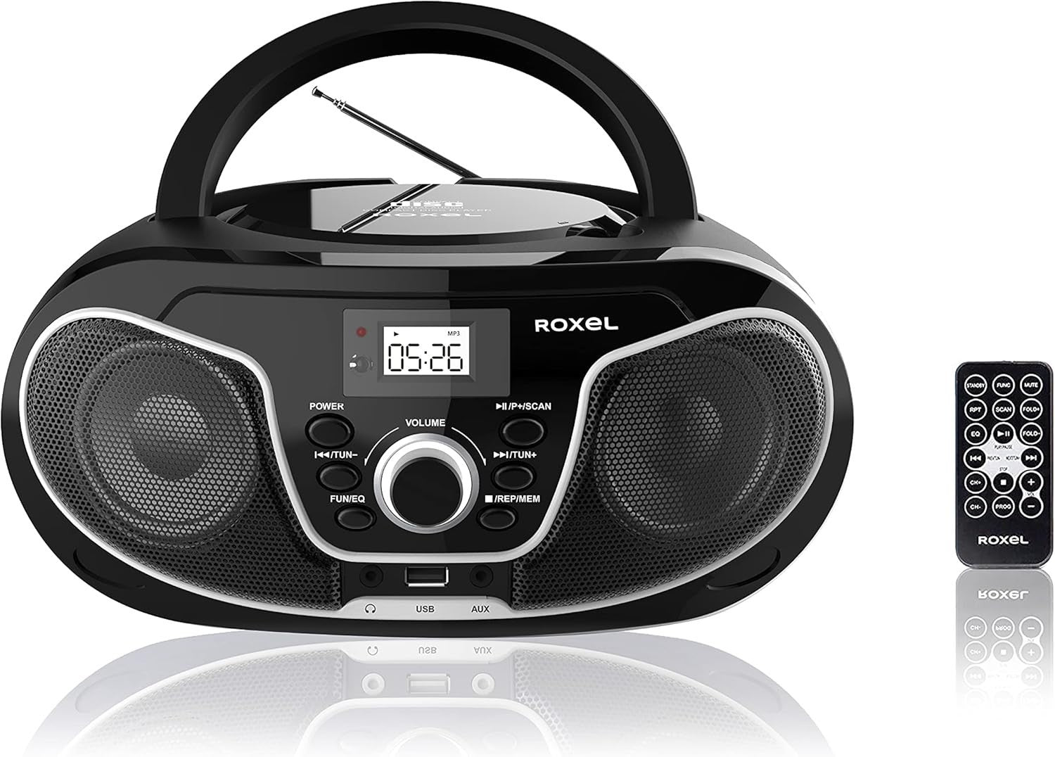 Portable Boombox CD Player Bluetooth FM Radio USB AUX Remote 8W
