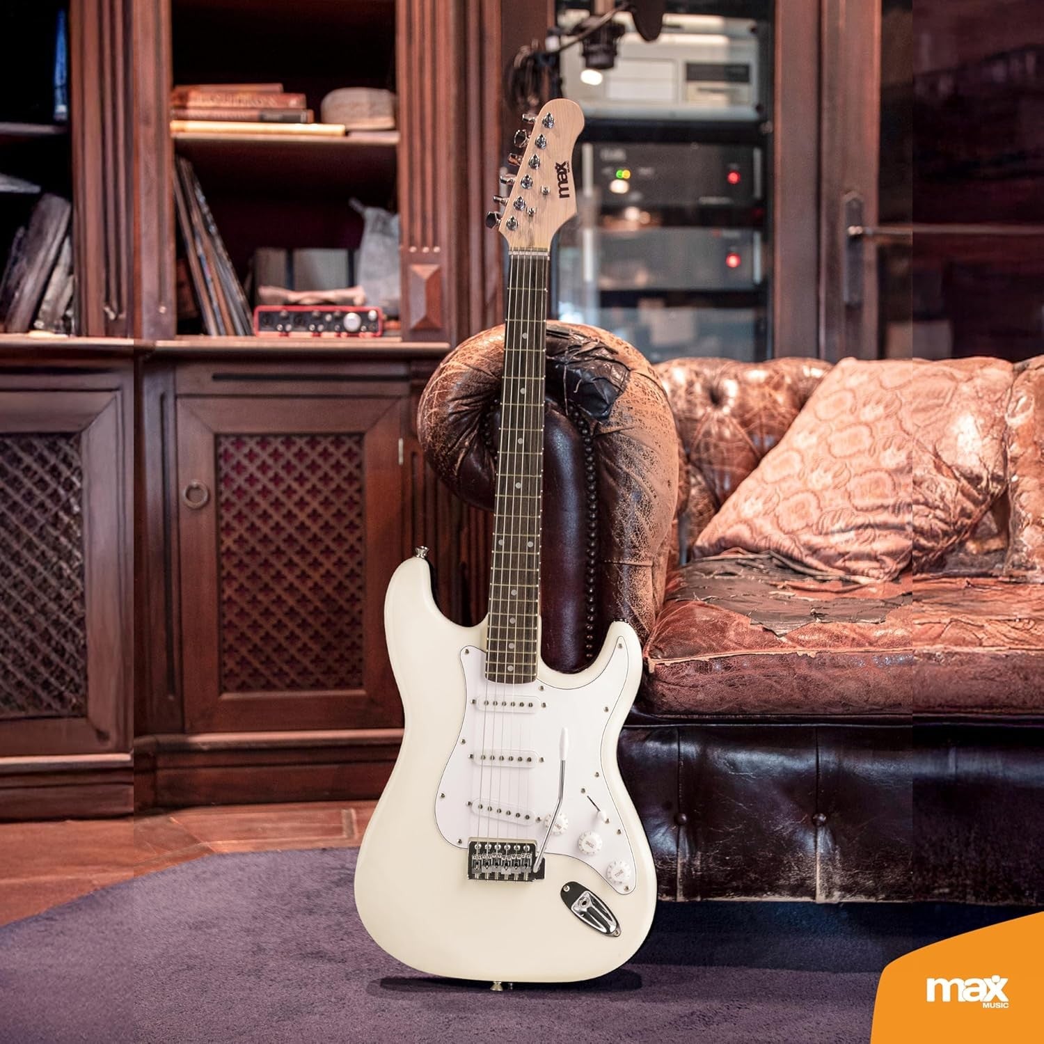 Beginner Electric Guitar Starter Kit 40W Amp 21-Fret S Style White