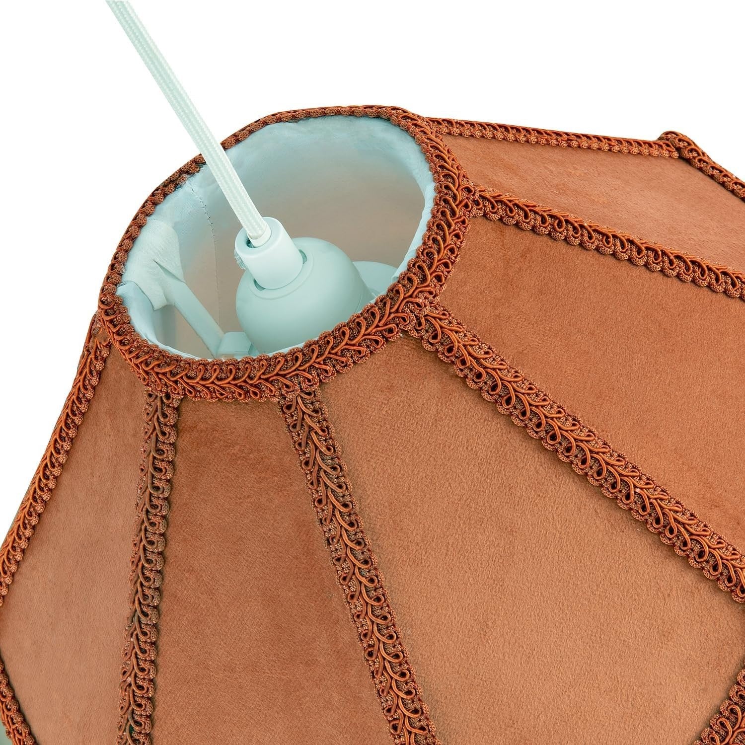 Victorian Empire Velvet Lampshade Mustard Ochre Tassel Pendant 40cm