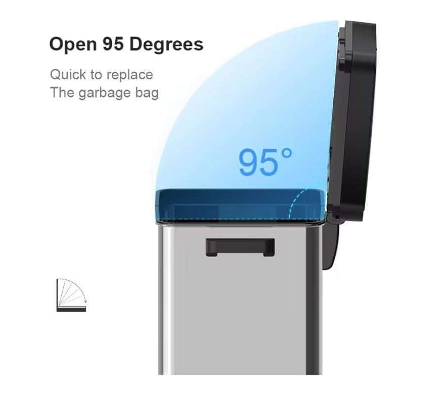 68L Touchless Kitchen Bin | Automatic Sensor Trash Can Black Steel