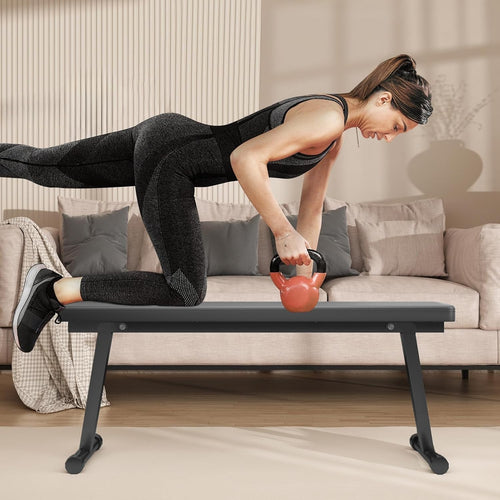 Compact Folding Flat Workout Bench 600lb Capacity Home Strength Training