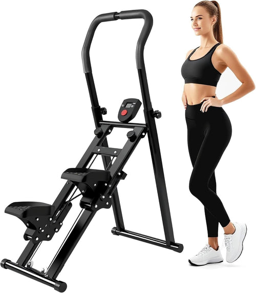 Foldable Vertical Climber Stepper w/ LCD Monitor, Adjustable Height & 150kg