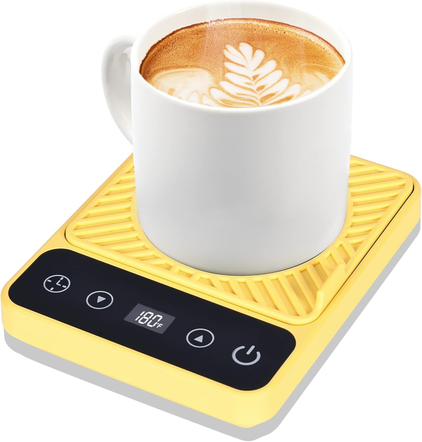 Yellow Electric Coffee Mug Warmer 6 Temp Timer Auto Off