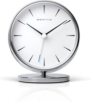 Silver Minimalist Analogue Alarm Clock Silent Quartz Modern Table