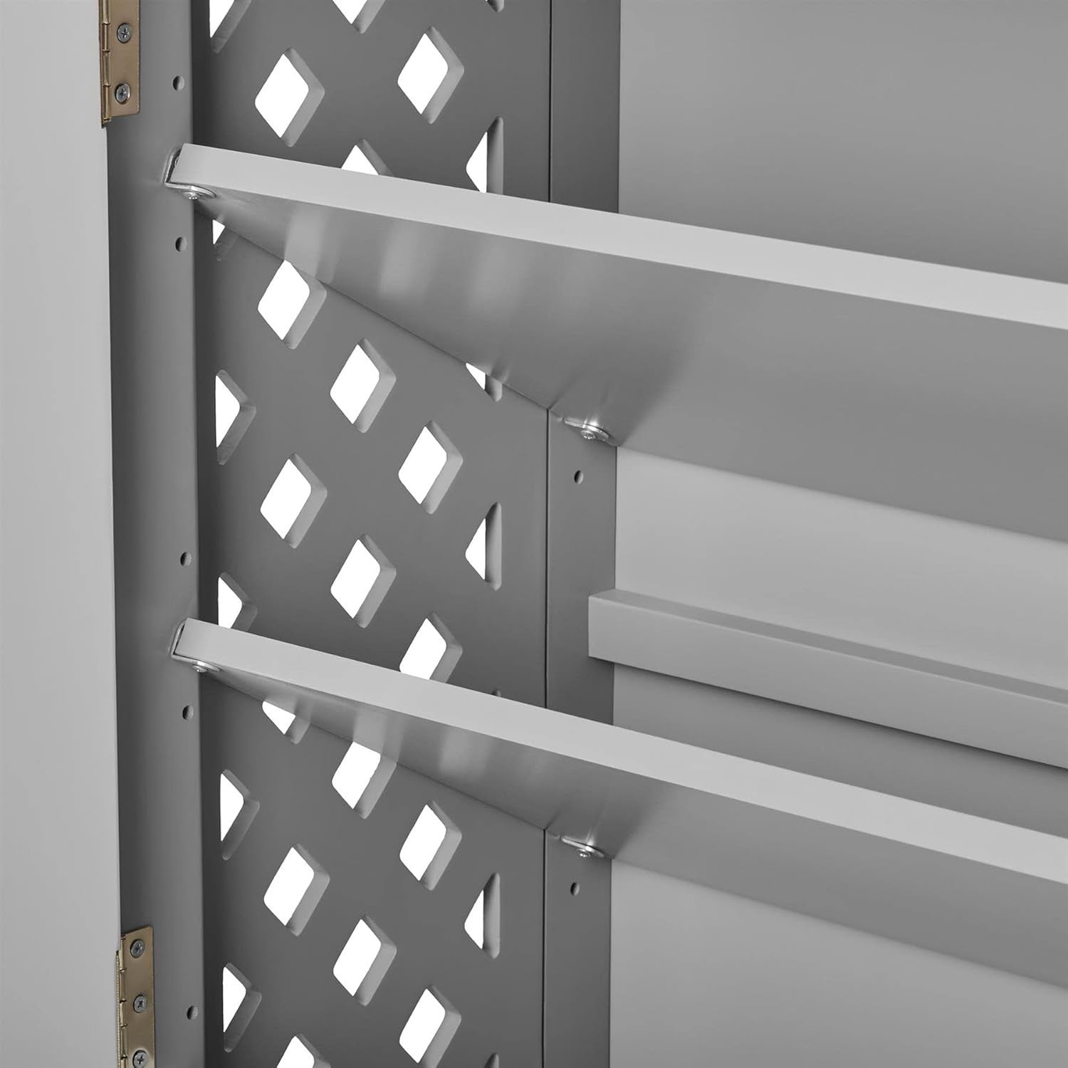 Slim Wooden Shoe Cabinet with Adjustable Shelves & Airflow Doors – Dove Grey