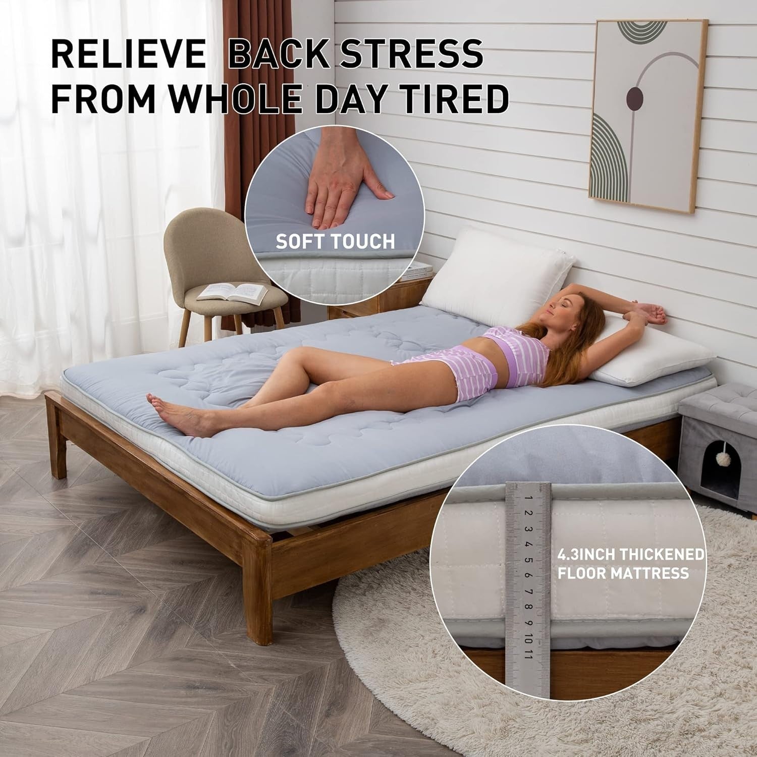 Extra Thick Floor Futon Mattress Double Foldable Guest Bed Travel Pad