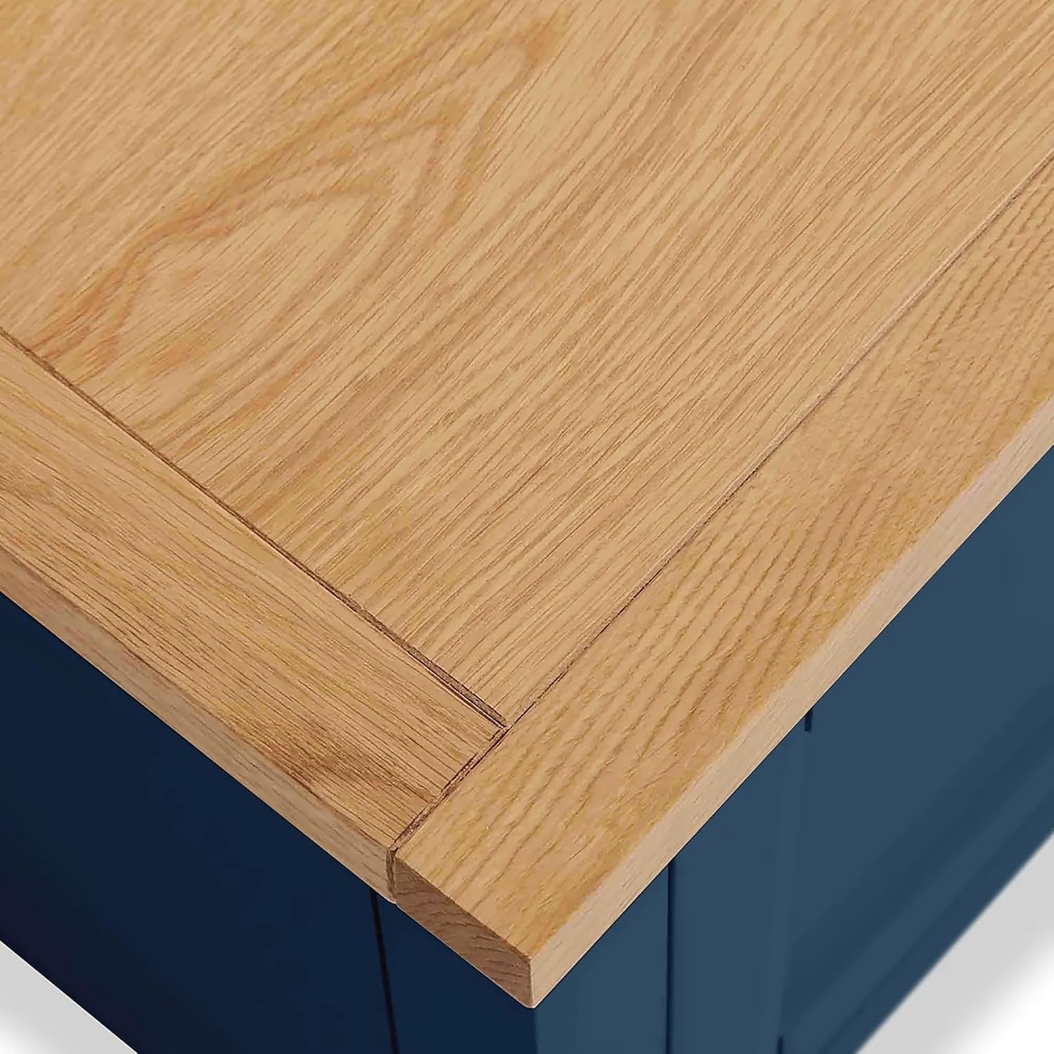 Navy Blue 8 Drawer Chest with Oak Top – Large Solid Wood Bedroom Storage