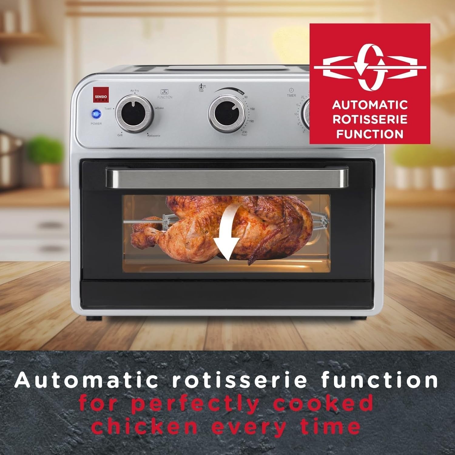 21L Air Fryer Oven with Rotisserie | Oil-Free Cooking | 1800W | Bake Broil Toast