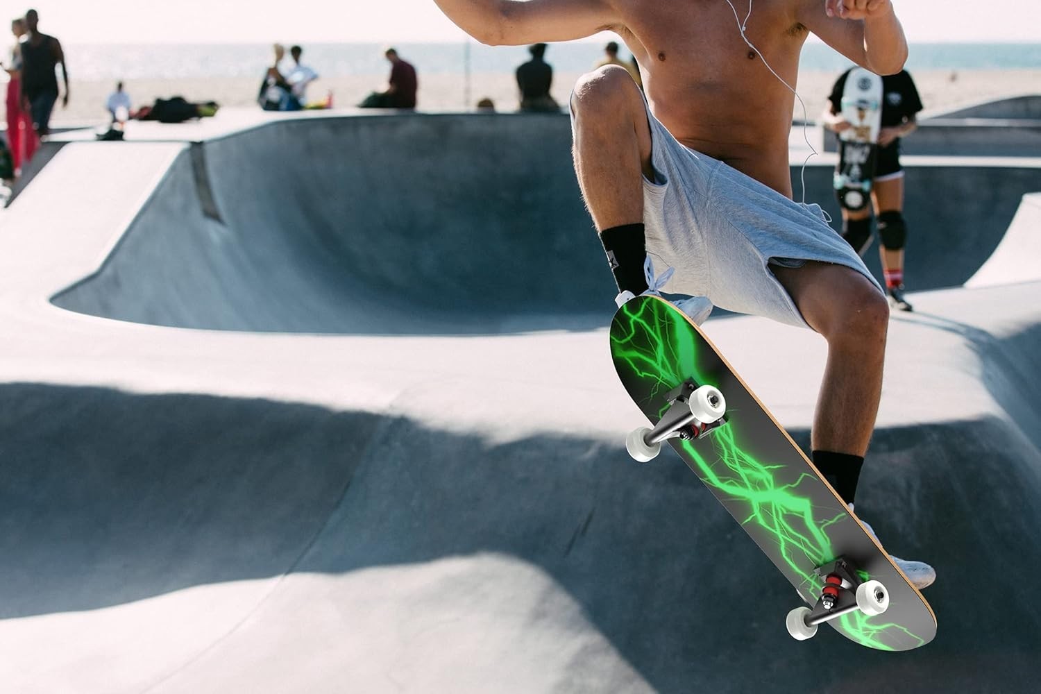 31" Green Skateboard for Adults & Teens | 7-Layer Maple Deck | ABEC-11 Bearings