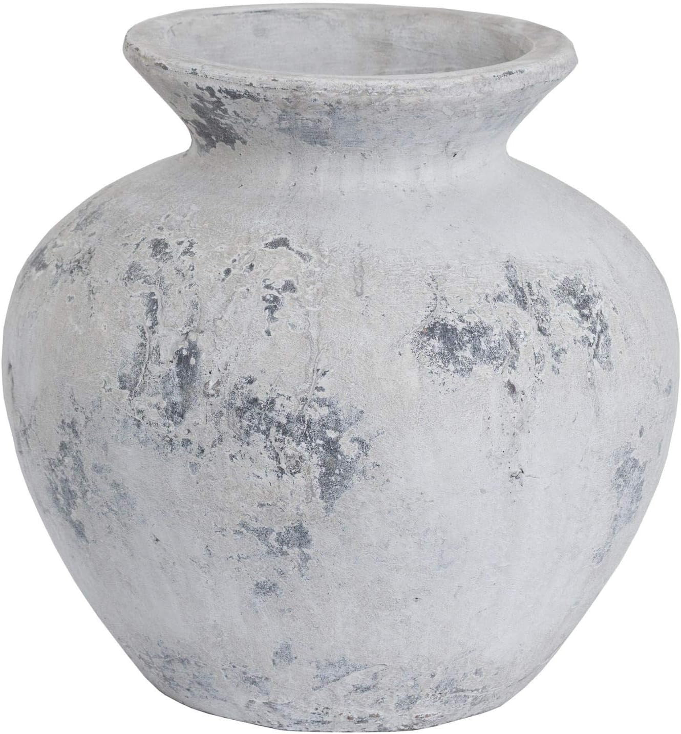 Antique White Ceramic Vase 31cm Rustic Bottle Shape Table Home Decor