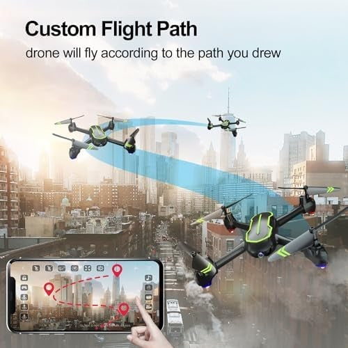Loolinn GPS Drone 1080P Camera, Auto Return, Follow Me, 32 Min, 2 Batteries