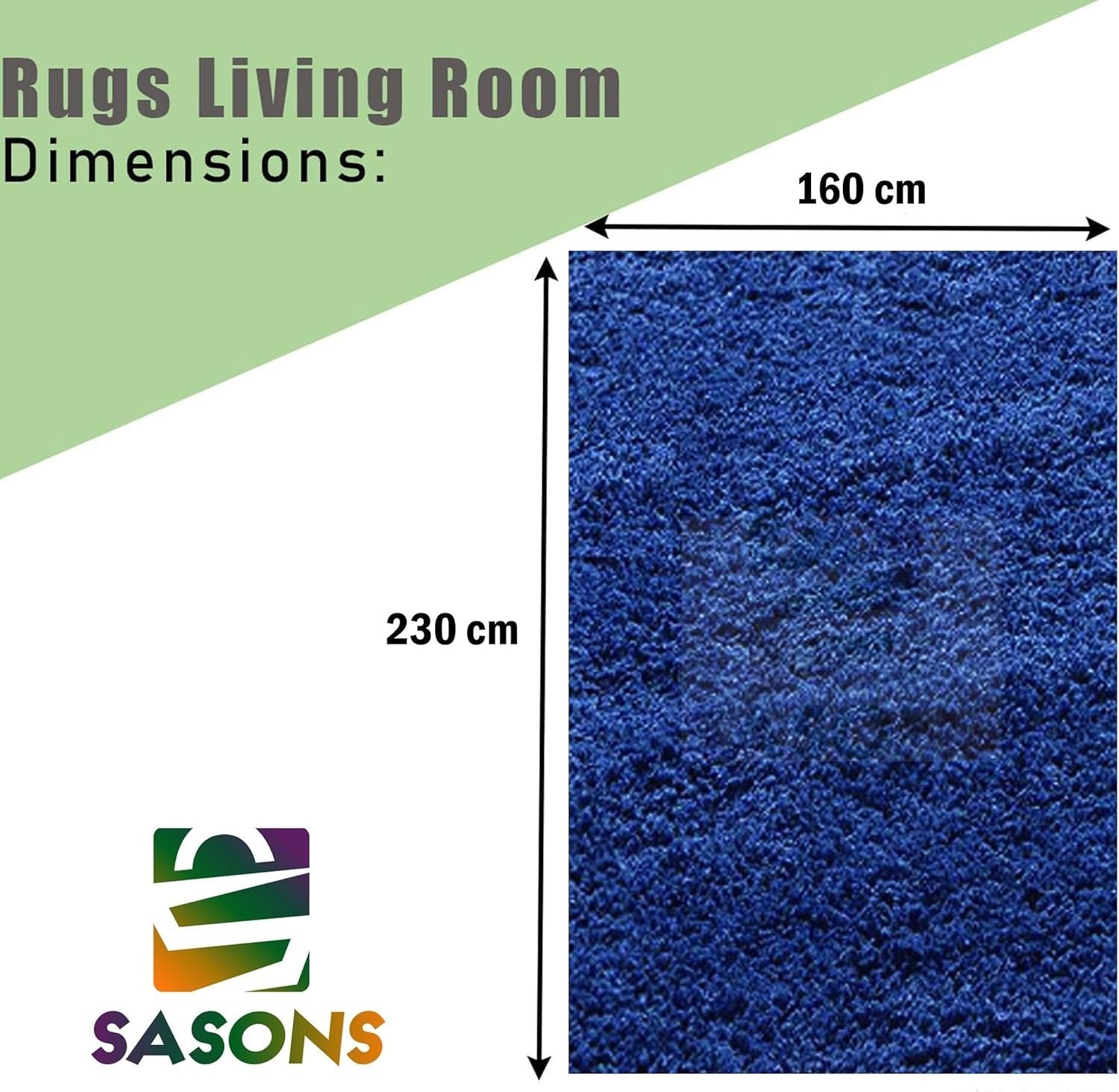 Extra Large Shaggy Rug 160x230cm 5cm Thick Soft High Pile Navy Blue Carpet