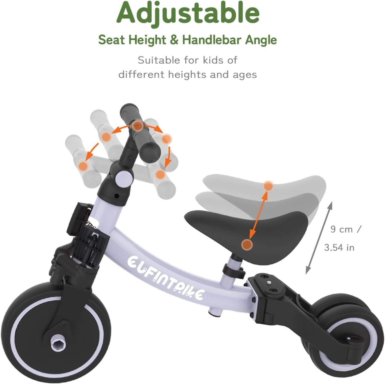5 In 1 Toddler Tricycle Balance Bike Ride On Toy Removable Pedals Purple
