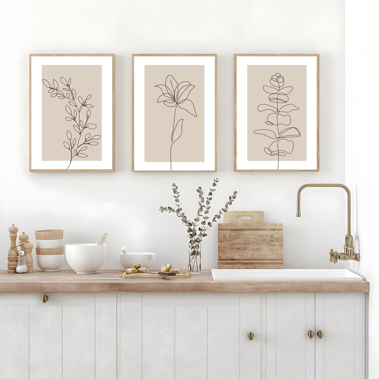 Neutral Botanical Wall Art Set of 3 12×16 in Floral Prints