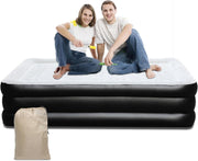 Double Air Bed with Built-in Pump, Inflatable Mattress 200x152x46
