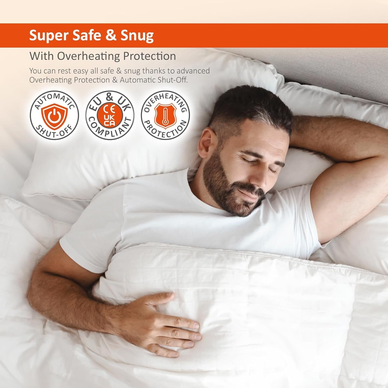 Single Electric Heated Blanket Dual Zone 9 Heat Timer Overheat Protection