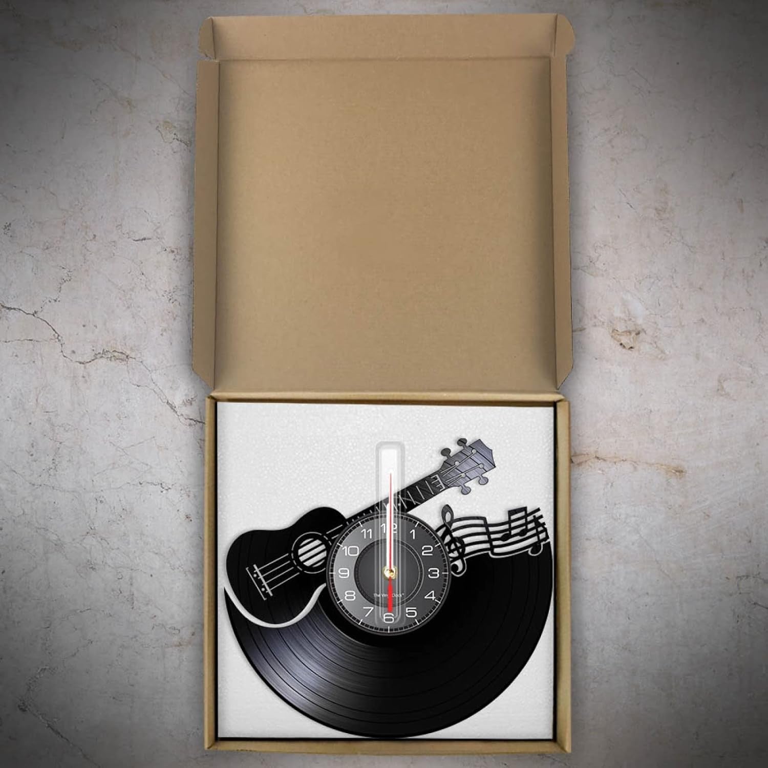 Guitar Vinyl Record Wall Clock 12" – Silent Music Note Acoustic Art Decor