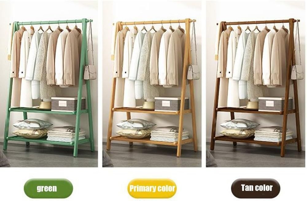 Wooden Clothes Rail Rack Double Layer Storage Shelf Pine Stand 160cm