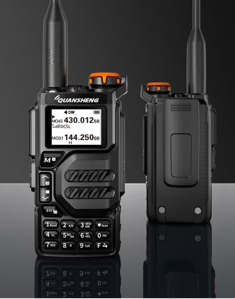 Dual Band Walkie Talkie 5W Long Range UHF VHF Rechargeable FM Radio