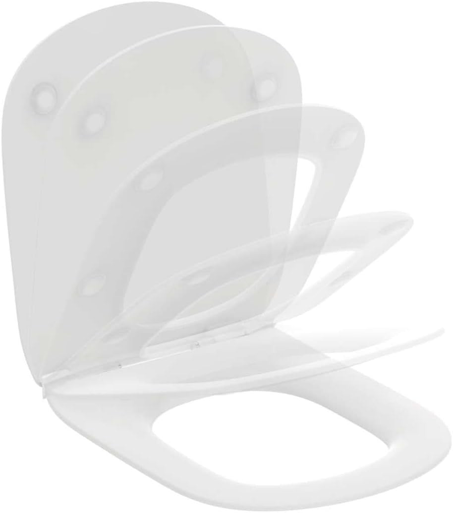 TESI Narrow Toilet Seat Soft Close Chrome Hinges Antibacterial Duroplast