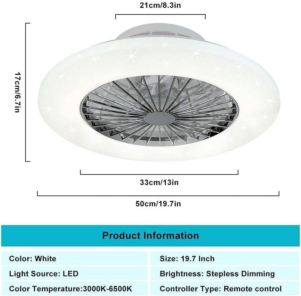 PADMA 50CM Ceiling Fan with Light, 30W LED, Remote, Dimmable, Quiet