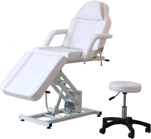 Electric Adjustable 3-Section Beauty Massage Bed Stool Salon Tattoo Facial White