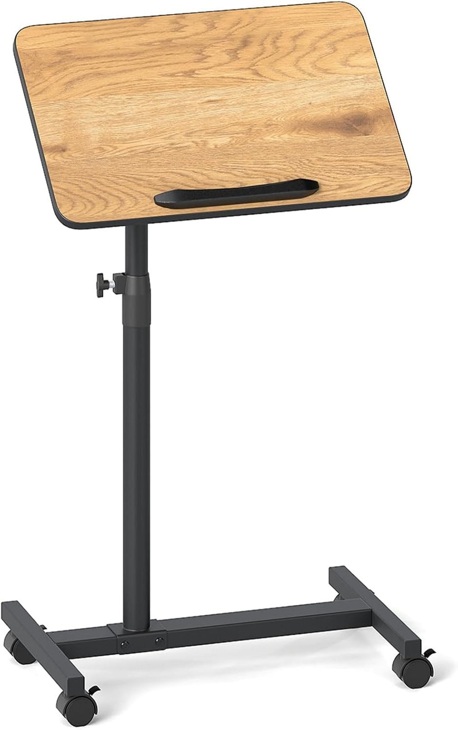 Adjustable Overbed Table Laptop Desk C Shaped Rolling Bedside Stand Brown